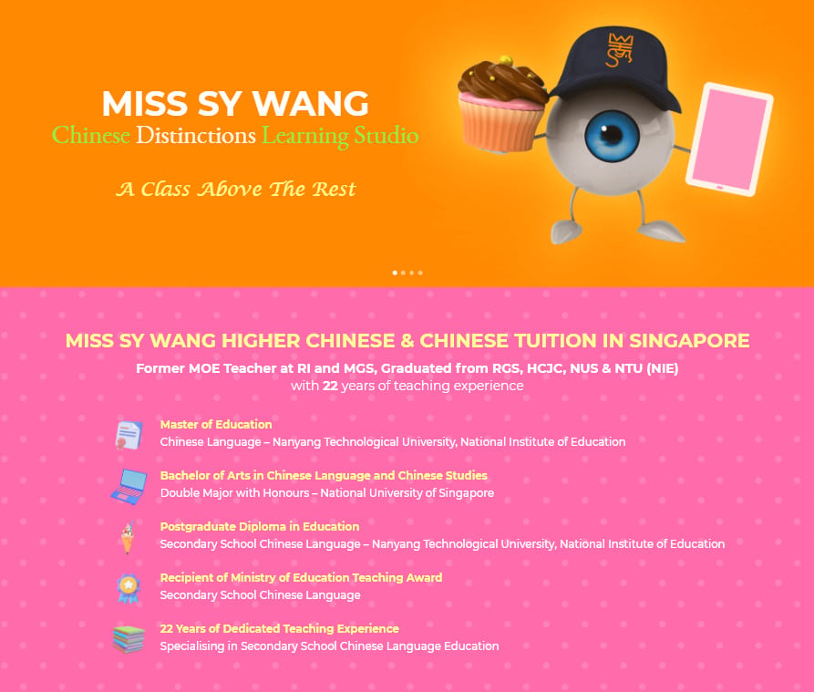 Miss SY Wang Chinese Distinctions Learning Studio tuition centre Singapore